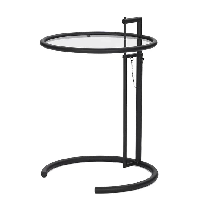 Height Adjustable Glass Side Table open metal base detail