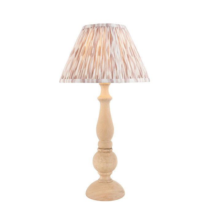 Hidcote Wooden Table Lamp & Ikat 30cm Neutral Shade — alternate view