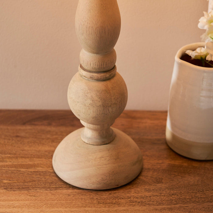 Hidcote Wooden Table Lamp & Ikat 30cm Neutral Shade — lifestyle setting