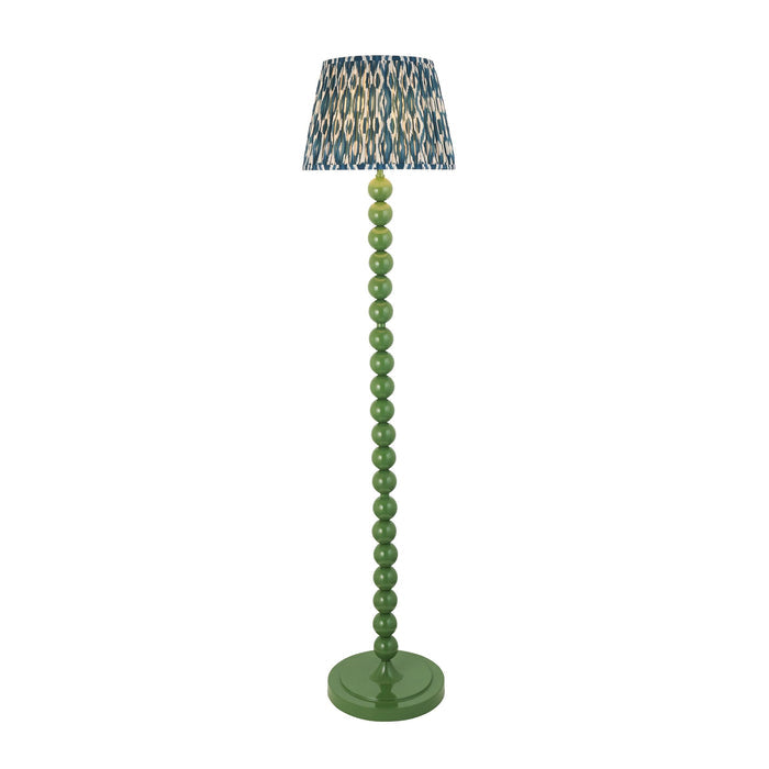 Higgledy Green Floor Lamp & Ikat 35cm Marlin Blue Shade — alternate view