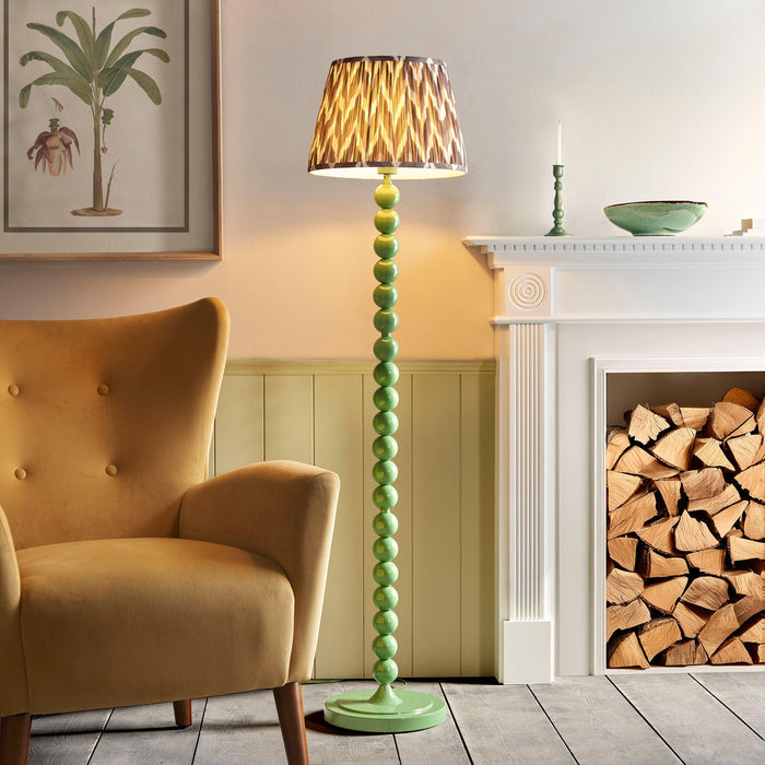Higgledy Green Floor Lamp & Zigzag 35cm Pearl Grey Shade by Endon Lighting — suits living rooms & bedrooms
