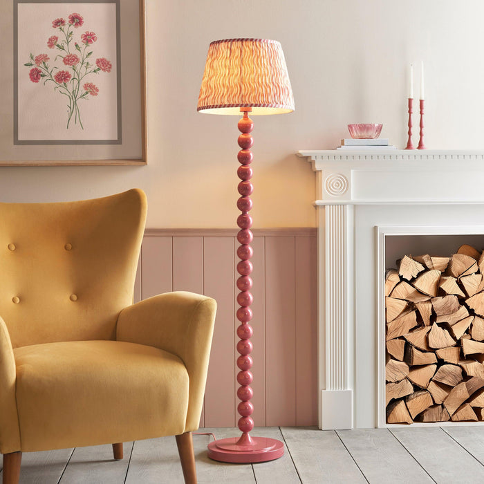 Higgledy Pink Floor Lamp & Ripple 35cm Coral Pink Shade by Endon Lighting — suits living rooms & bedrooms