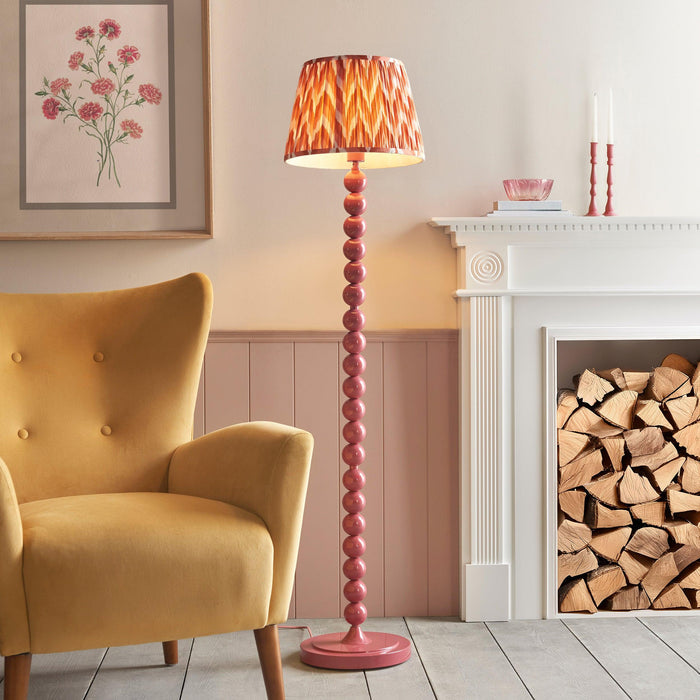 Higgledy Pink Floor Lamp & Zigzag 35cm Apricot Orange Shade by Endon Lighting — suits living rooms & bedrooms