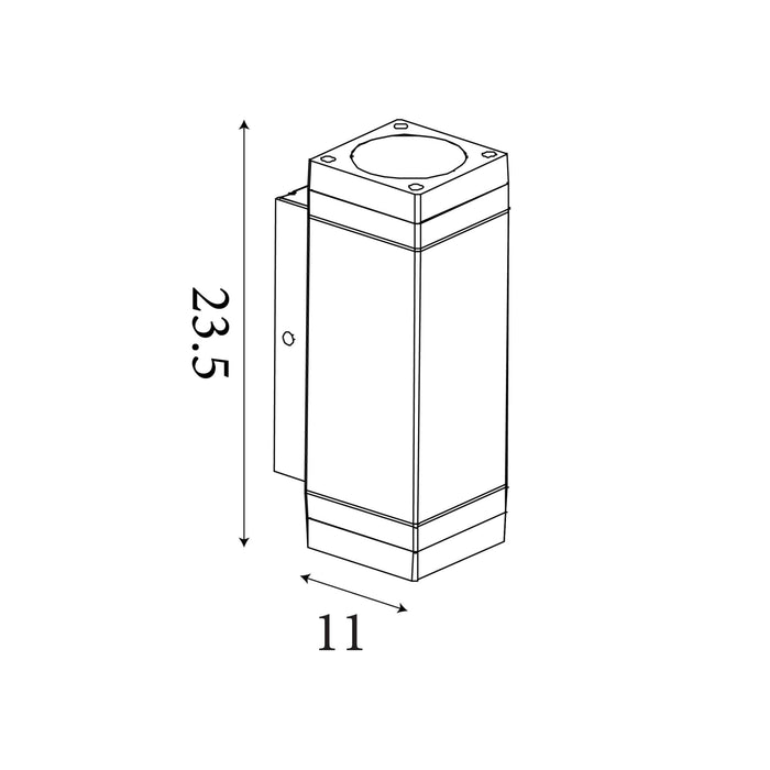 Dimension diagram of the Houston Outdoor, Light Grey, Wall Light - IP44 showing height and width measurements in centimetres.