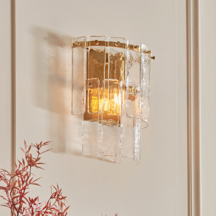 Karine Brass Wall Light - Handmade Glass Panels — product detail
