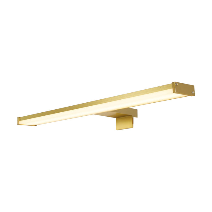 Kos brushed gold bathroom mirror light with a long illuminated LED bar