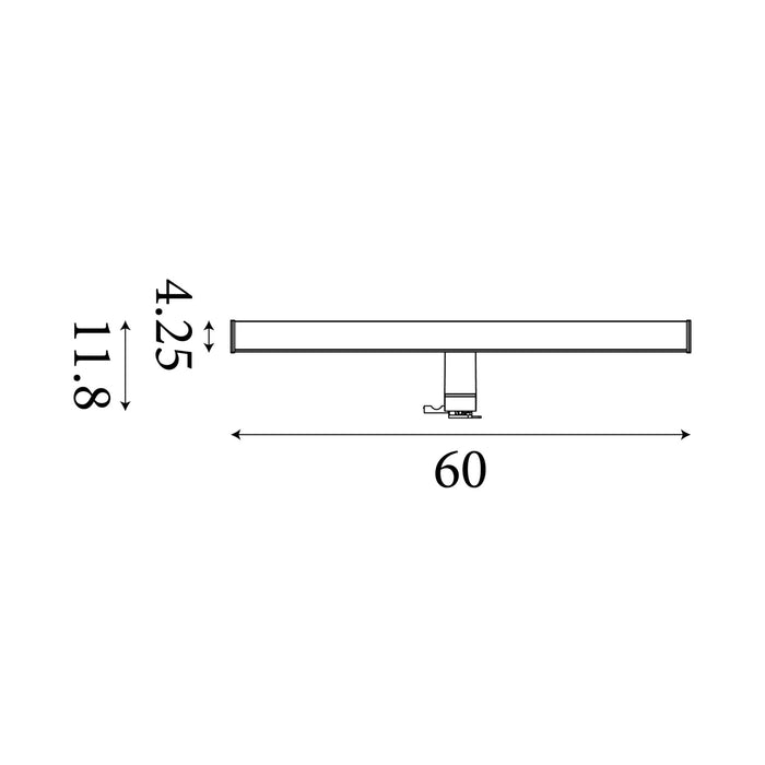 Dimension diagram of the Kos Bathroom, Gold, LED Mirror Wall Light - IP44 with height and width in cm.