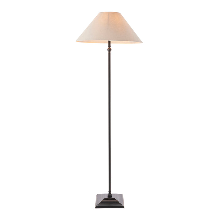 Lille Antique Black 1 Light Floor Lamp Linen Shade — close-up detail
