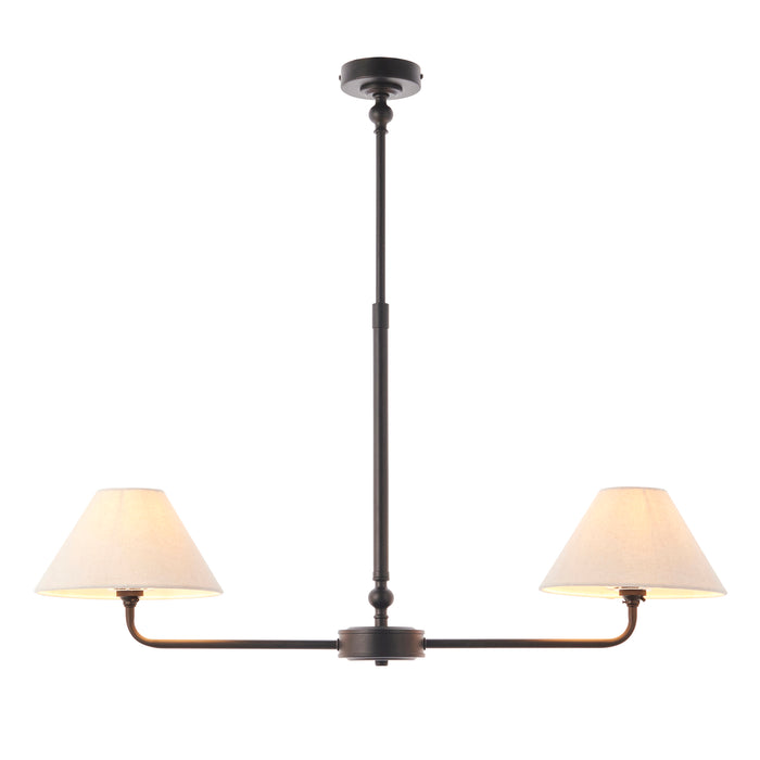 Lille Black 2 Light Pendant - Linen Shade 117834 by Endon Lighting