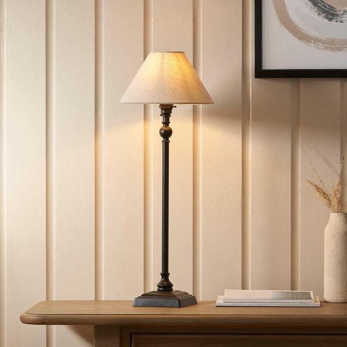 Lille Black Table Lamp With 22cm Linen Shade by Endon Lighting — suits living rooms, bedrooms & offices