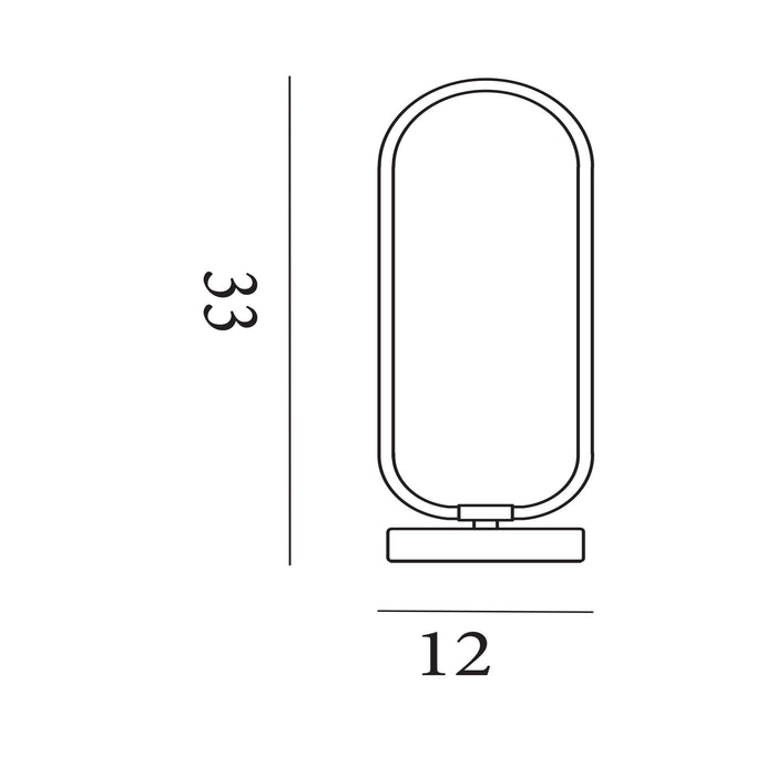 Dimension diagram of the Liner, Chrome/Brushed Aluminium, Table Lamp - Integrated LED with height and width in cm.