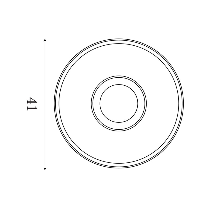 Dimension diagram of the Lumadisc, Matt Black, Flush Ceiling Light - Integrated LED with height and width in cm.