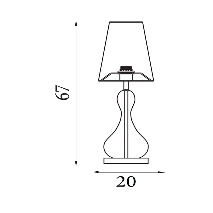 Dimension diagram of the Marakesh, Ombre and Gold, Table Lamp - Black Linen Shade with height and width in cm.