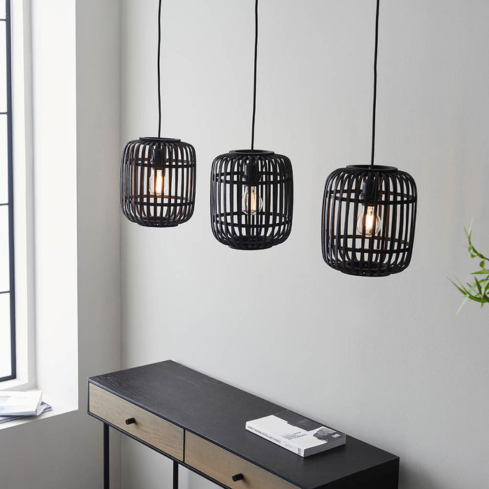 Mathias Black Bamboo 3 Light Linear Pendant — additional angle