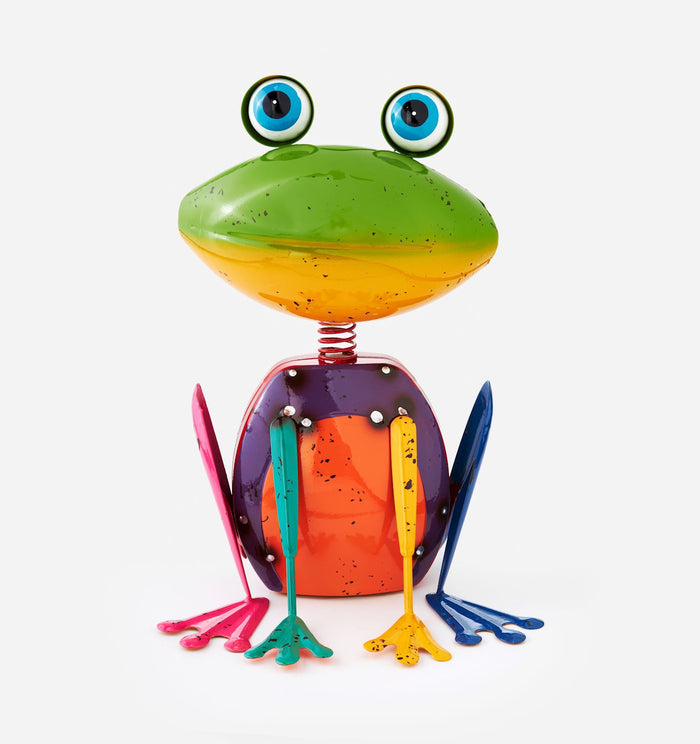 Metal Standing Frog Figurine