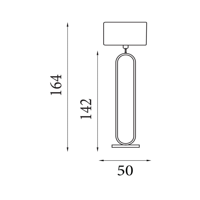 Dimension diagram of the Modish, Bronze, Floor Lamp - Green Velvet Lampshade with height and width in cm.