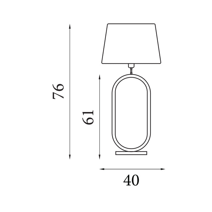 Dimension diagram of the Modish, Bronze, Table Lamp - Emerald Velvet Shade with height and width in cm.