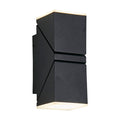 Montana black square wall light lit up and down with angular faceted sides