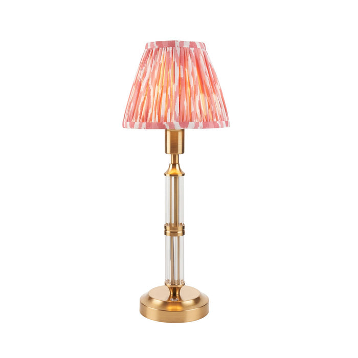Morton Rechargeable Table Lamp & Ikat 16cm Coral Pink Shade — alternate view