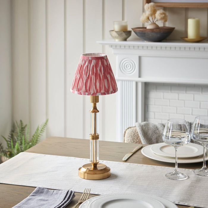 Morton Rechargeable Table Lamp & Ikat 16cm Coral Pink Shade — rear view