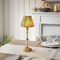 Morton Rechargeable Table Lamp & Ikat 16cm Yellow & Jade Shade by Endon Lighting — suits living rooms, bedrooms & offices