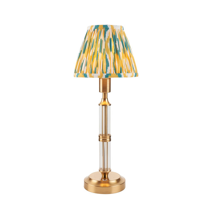 Morton Rechargeable Table Lamp & Ikat 16cm Yellow & Jade Shade — alternate view