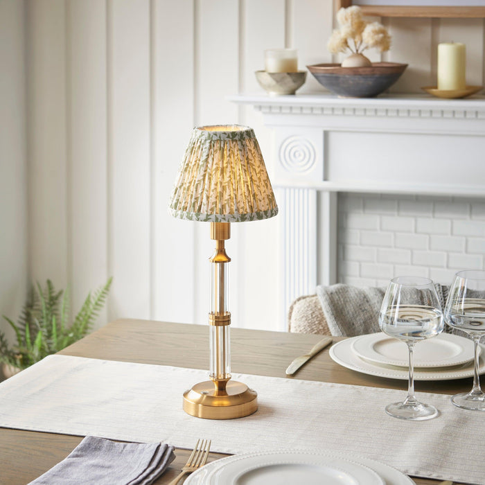 Morton Rechargeable Table Lamp & Leaf 16cm Herb Garden Green Shade by Endon Lighting — suits living rooms, bedrooms & offices