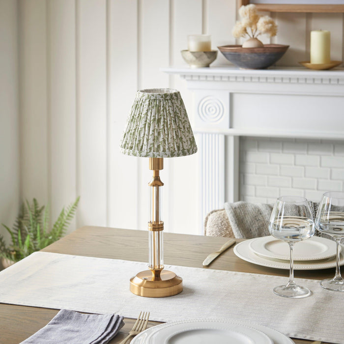 Morton Rechargeable Table Lamp & Leaf 16cm Herb Garden Green Shade — rear view