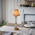 Morton Rechargeable Table Lamp & Leaf 16cm Peachy Keen Shade by Endon Lighting — suits living rooms, bedrooms & offices