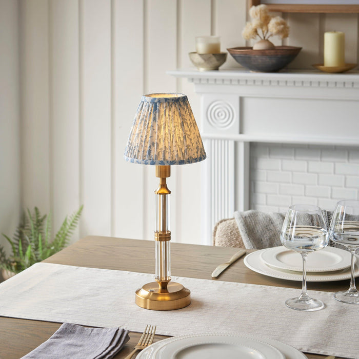 Morton Rechargeable Table Lamp & Leaf 16cm Shell Bay Blue Shade by Endon Lighting — suits living rooms, bedrooms & offices
