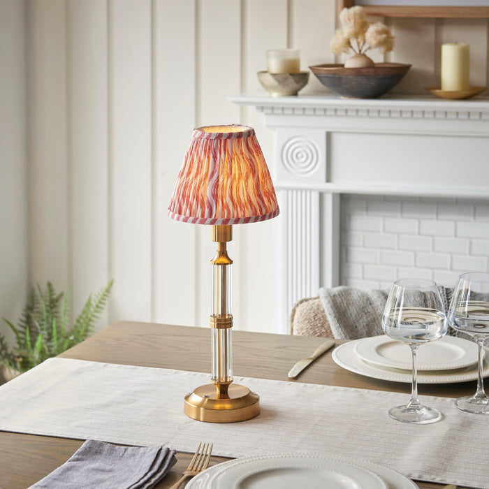 Morton Rechargeable Table Lamp & Ripple 16cm Coral Pink Shade by Endon Lighting — suits living rooms, bedrooms & offices