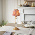Morton Rechargeable Table Lamp & Ripple 16cm Coral Pink Shade by Endon Lighting — suits living rooms, bedrooms & offices