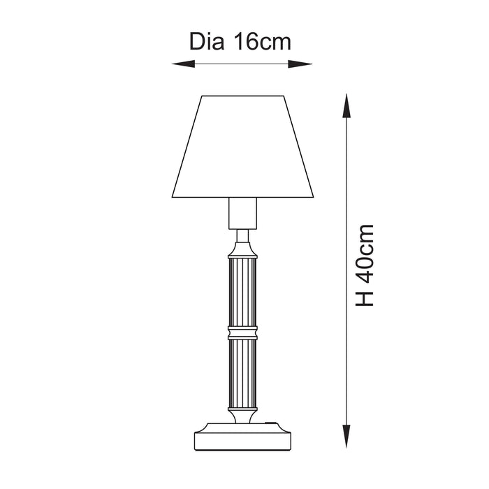 Morton Rechargeable Table Lamp & Ripple 16cm Pearl Grey Shade — close-up detail