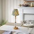 Morton Rechargeable Table Lamp & Zigzag 16cm Cotswold Green Shade by Endon Lighting — suits living rooms, bedrooms & offices