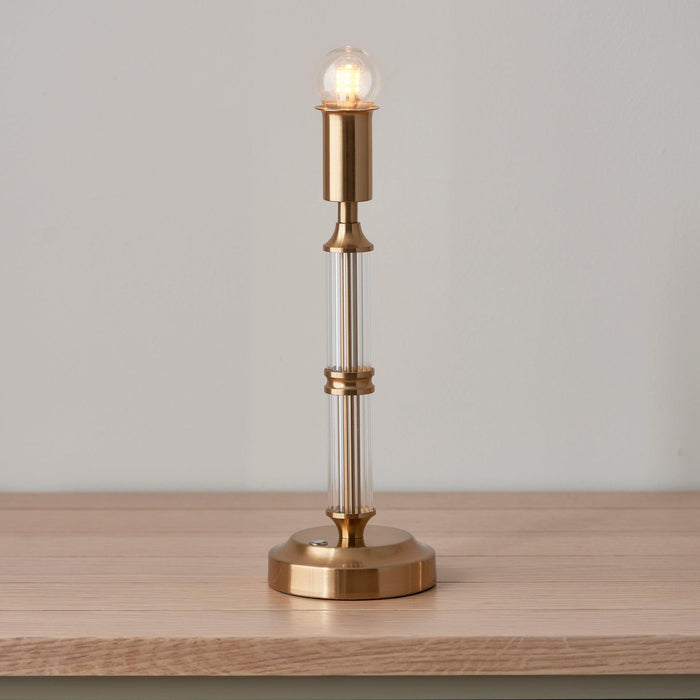 Morton Rechargeable Table Lamp & Zigzag 16cm Cotswold Green Shade — rear view