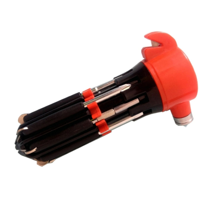 Multifunctional Car Safety Hammer with Screwdriver Flashlight, 8 in 1 with Safety Hammer