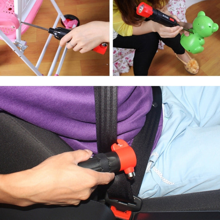 Multifunctional Car Safety Hammer with Screwdriver Flashlight, 8 in 1 with Safety Hammer