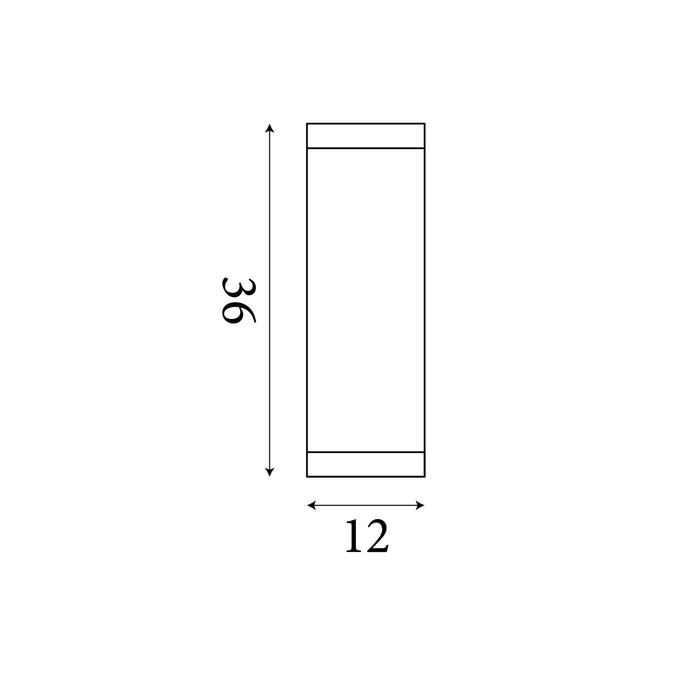 Dimension diagram of the Nile Bathroom, Matt Black, LED Wall Light - IP44 with height and width in cm.