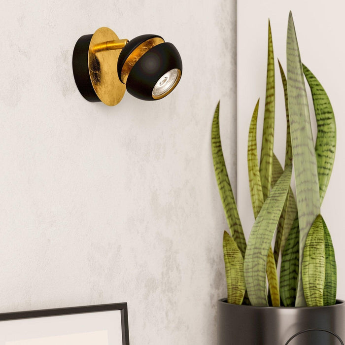 eglo nocito gold black wall spotlight