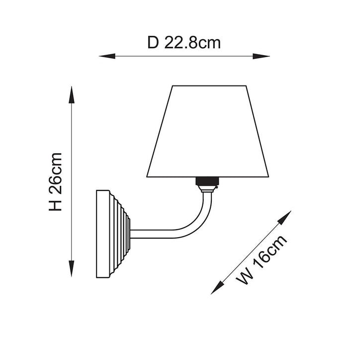 Obelisk Arc Brass Wall Light & 16cm Shade — close-up detail