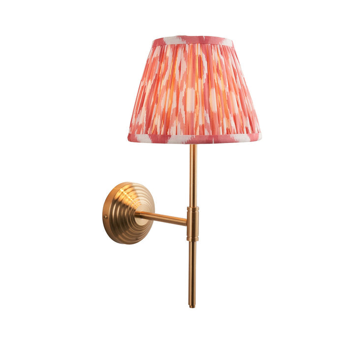 Obelisk Brass Wall Light T Bar & Ikat 20cm Coral Pink Shade — alternate view