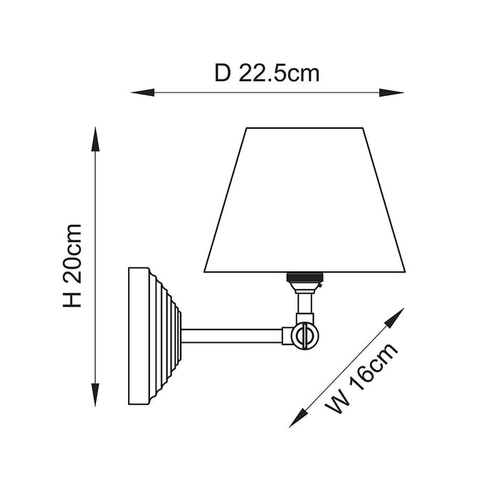 Obelisk Brass Wall Light Wing & 16cm Shade — close-up detail