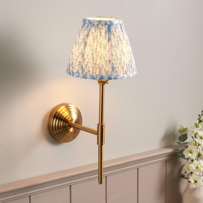 Obelisk T Bar Brass Wall Light & 16cm Shade by Endon Lighting — suits living rooms, bedrooms & hallways