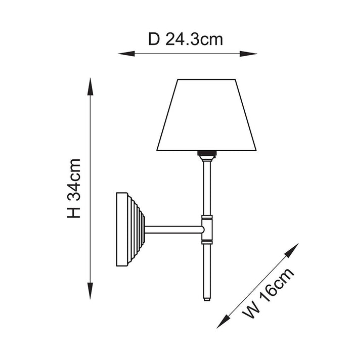 Obelisk T Bar Brass Wall Light & 16cm Shade — close-up detail