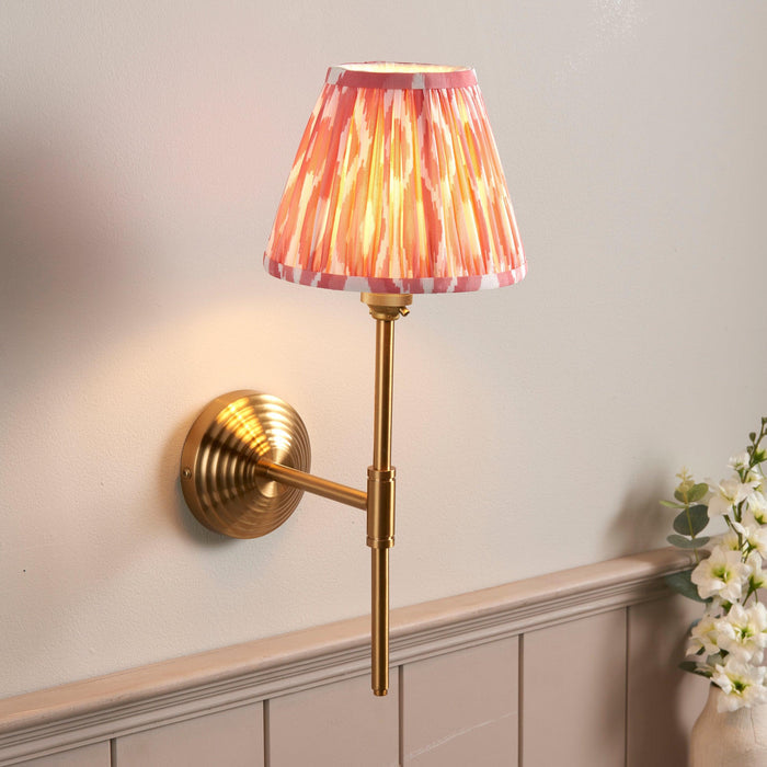 Obelisk T Bar Brass Wall Light & 16cm Shade — side profile