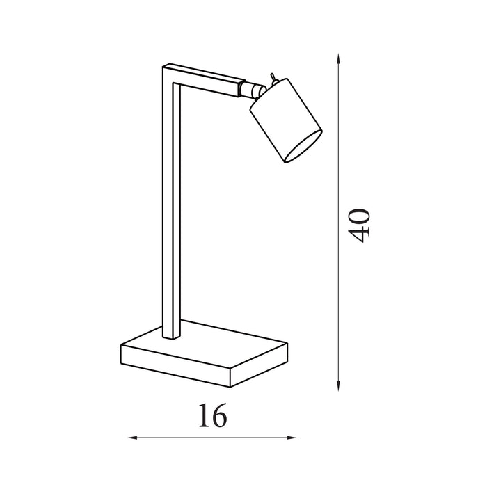 Dimension diagram of the Office, Latte Metallic, Desk Lamp - Toggle Switch with height and width in cm.