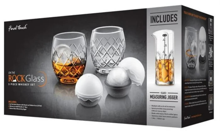On The RockGlass 5 Piece Whiskey Set