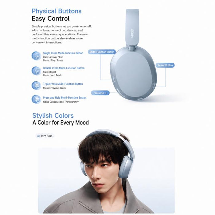 Original Xiaomi REDMI Over-Ear Wireless Bluetooth Headphones – Noise Reduction