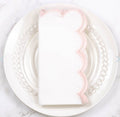 Pink Scallop White Linen Napkin set of 6