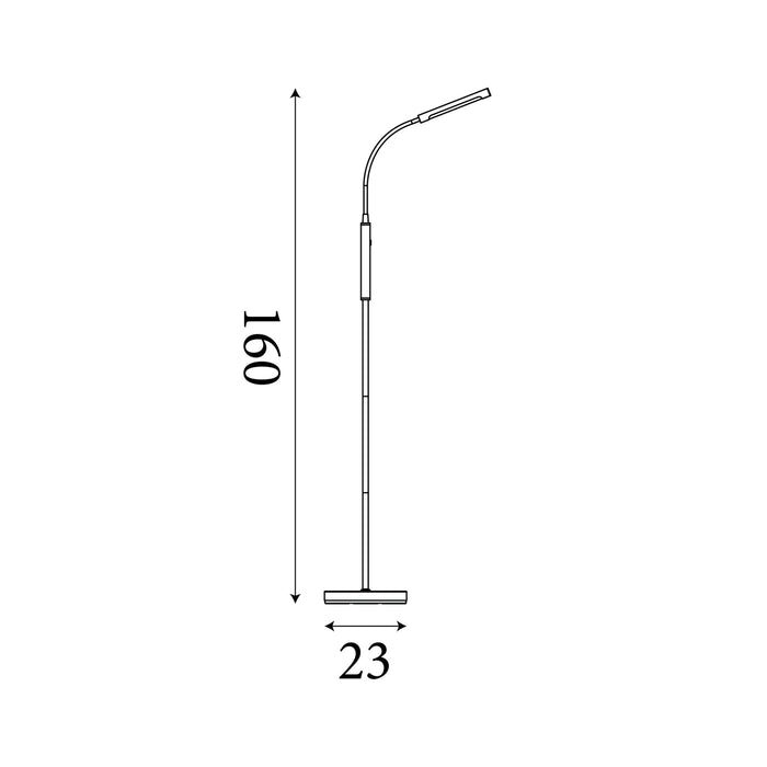 Dimension diagram of the Plume, Black, Rechargeable Floor Lamp - Touch Dimmer with height and width in cm.